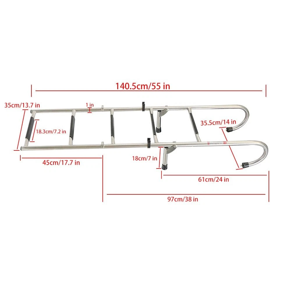 Stainless Steel Folding Ladder 2 Step + 3 Step 400 lb Limit