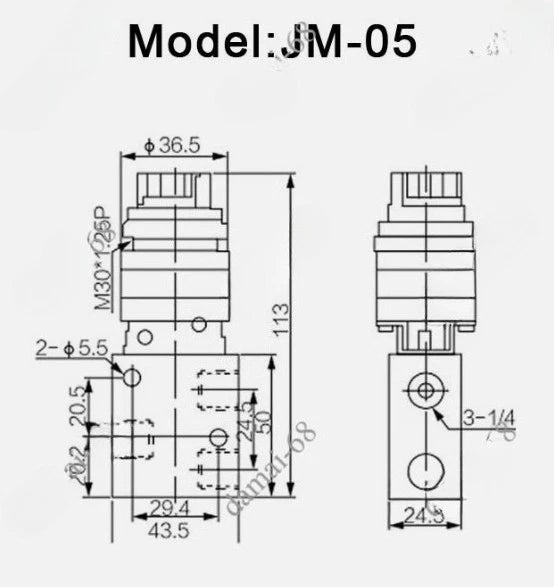 JM-05 2 Position 3 Way Mechanical Pneumatic Valve Switch 1/4''