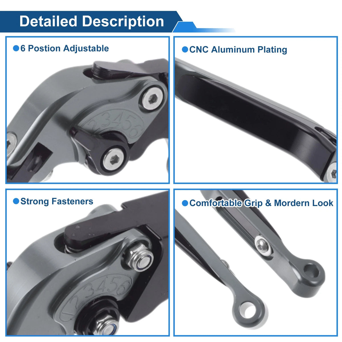 Adjustable Brake Clutch Lever for Yamaha YZF R1 (2002–2023) - Titanium Head Black Handle