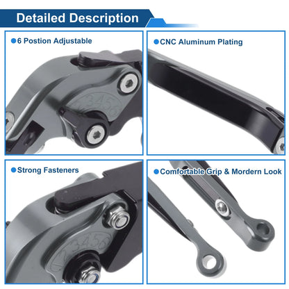 Adjustable Brake Clutch Lever for Yamaha YZF R1 (2002–2023) - Titanium Head Black Handle