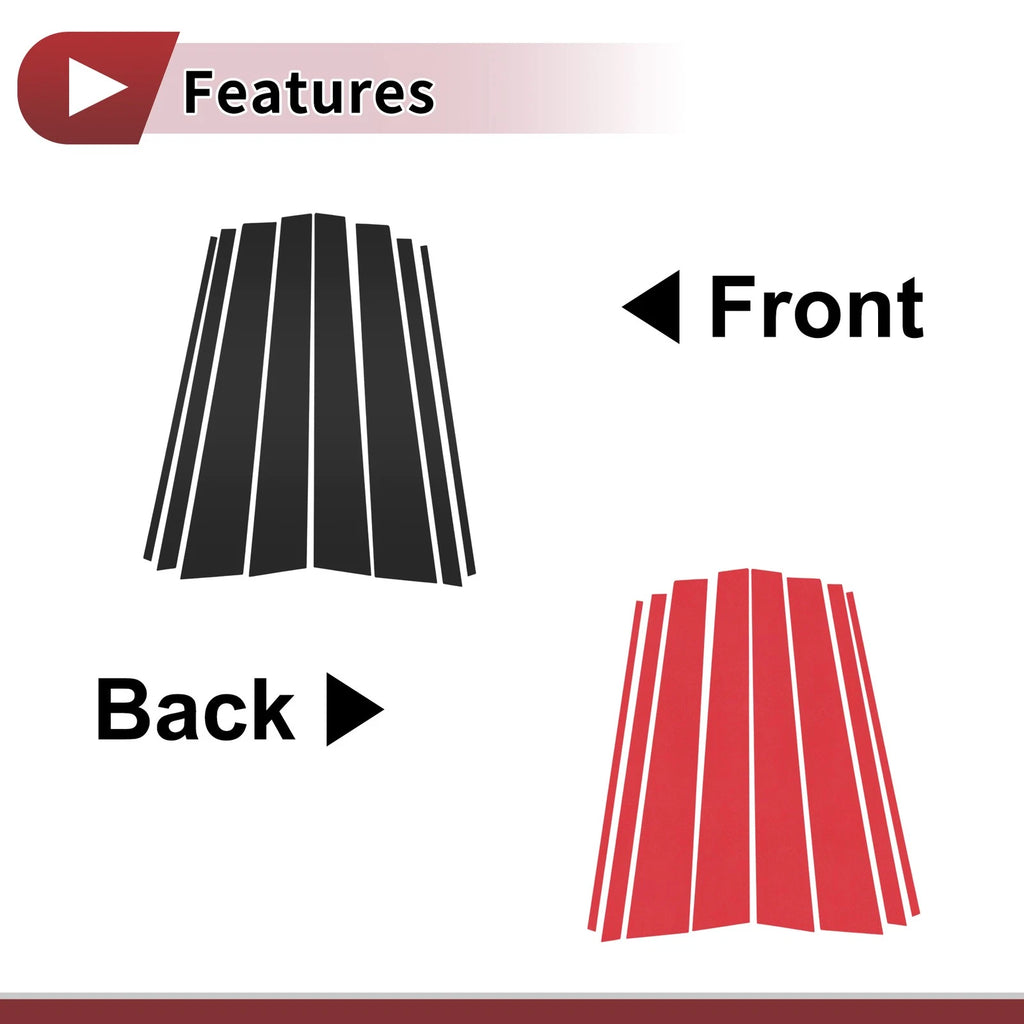 Door Pillar Window Trim Set Replacement for Toyota Prado (2003–2009) Black