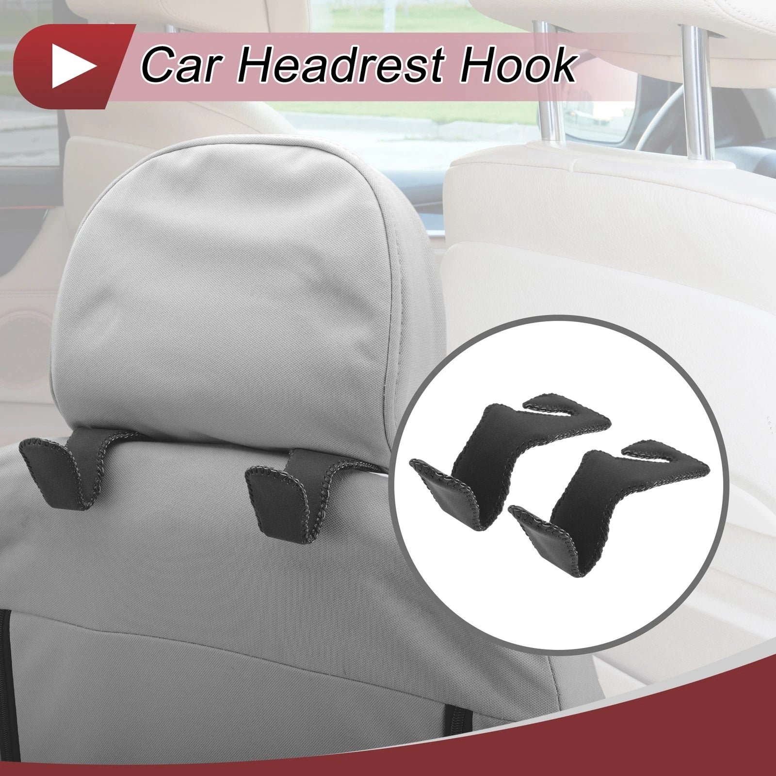 2 Pcs Universal Car Seat Headrest Hook for Hanging Purses (4.13"x1.73")