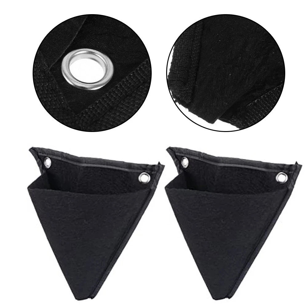 2X Hanging Flower Pot Bag for Walls - Non Woven Black