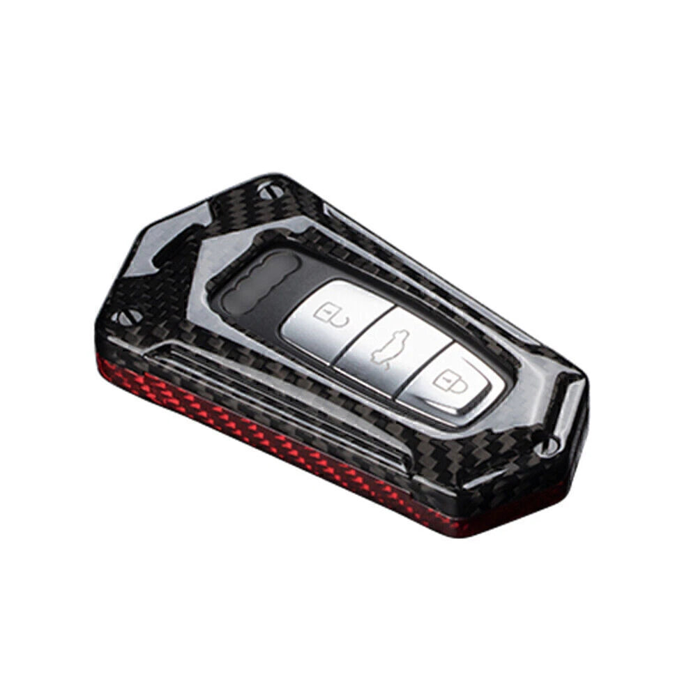 Carbon Fiber Key Fob Cover Case Shell fit Audi A6 A7 A8 Q8 Red Black