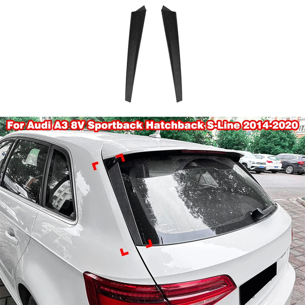 Rear Window Side Spoilers for Audi A3 8V Sportback S-Line (2014–2020) Carbon Look