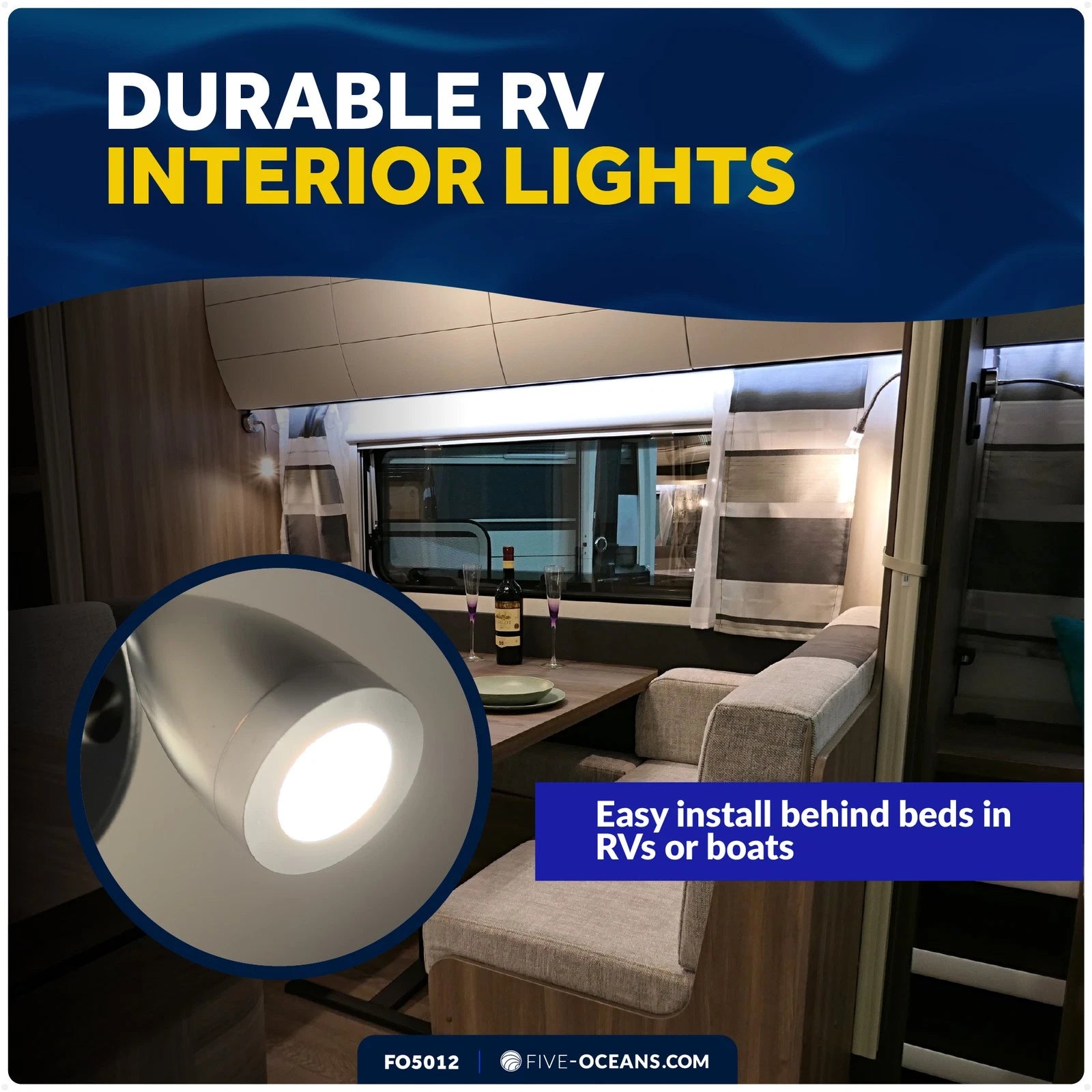 LED Reading Light for RV (12V) - Touch Dimmer, USB-C Port, Warm White & Red