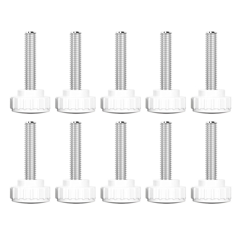 10X M8x35mm Screw Knobs for Automotive Applications - Matte Black/White