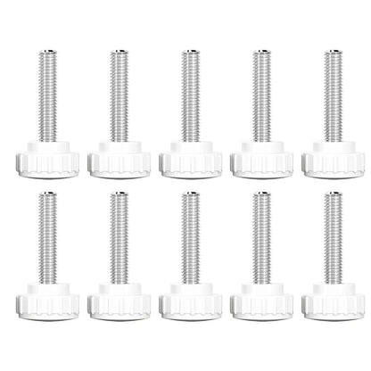 10X M8x35mm Screw Knobs for Automotive Applications - Matte Black/White