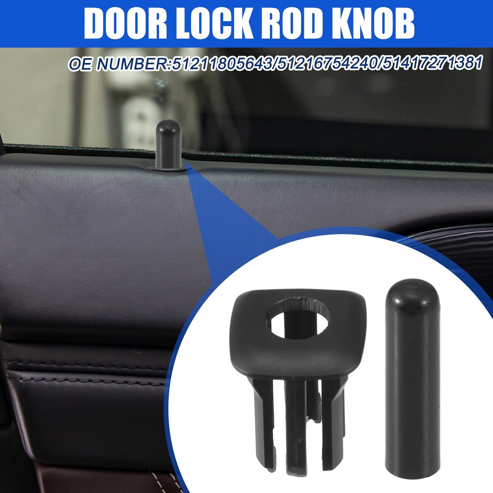Door Lock Rod Knob Replacement Set for BMW 328i (2012–2020)