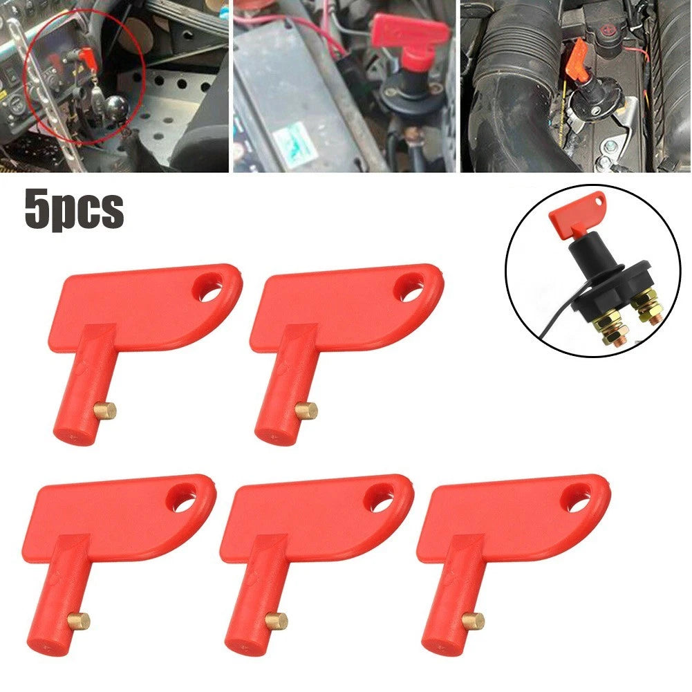 5X Red ABS Plastic Key for Battery Isolator Switch (Car, Van, Boat)