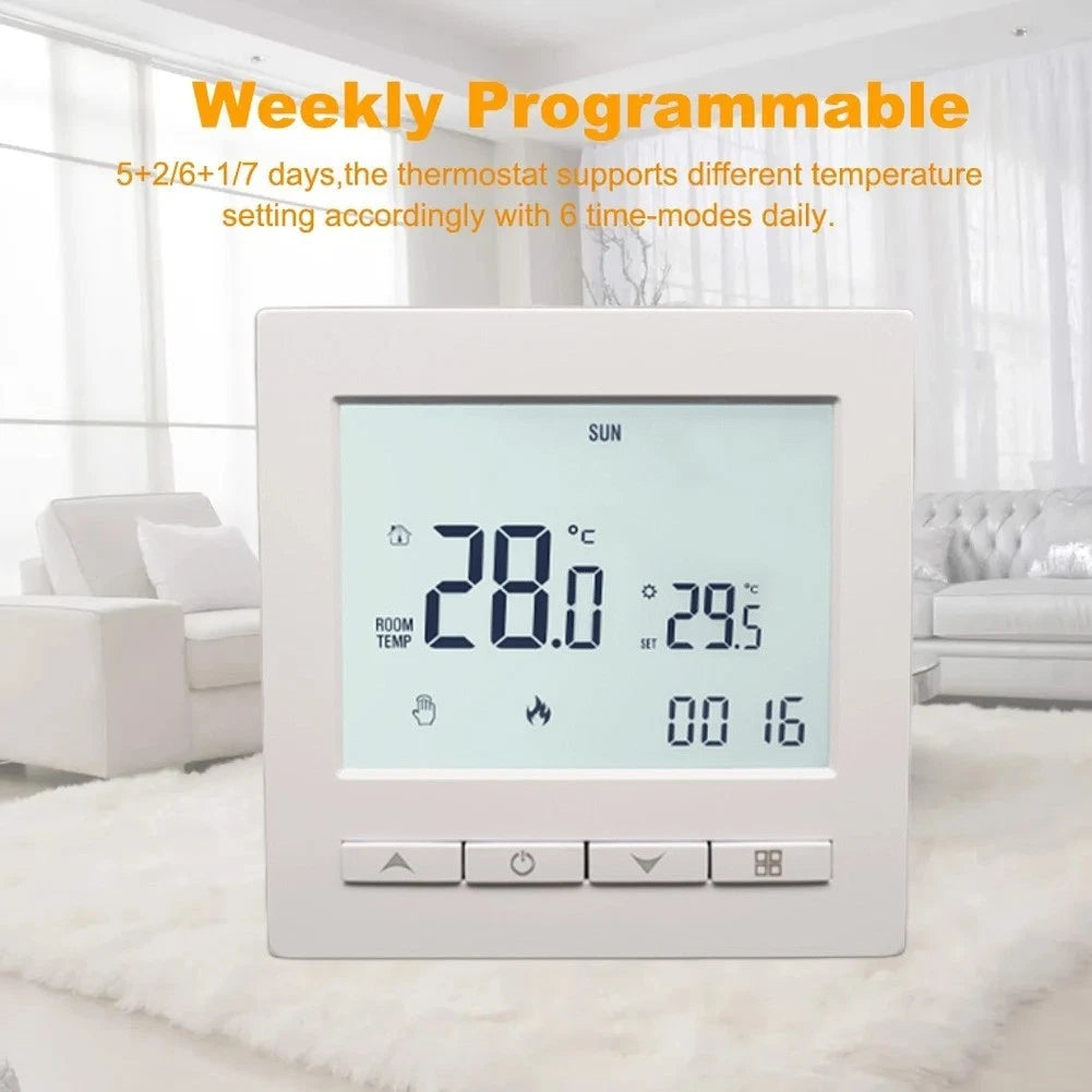 Programmable LCD Thermostat for Room and Floor Heating Control