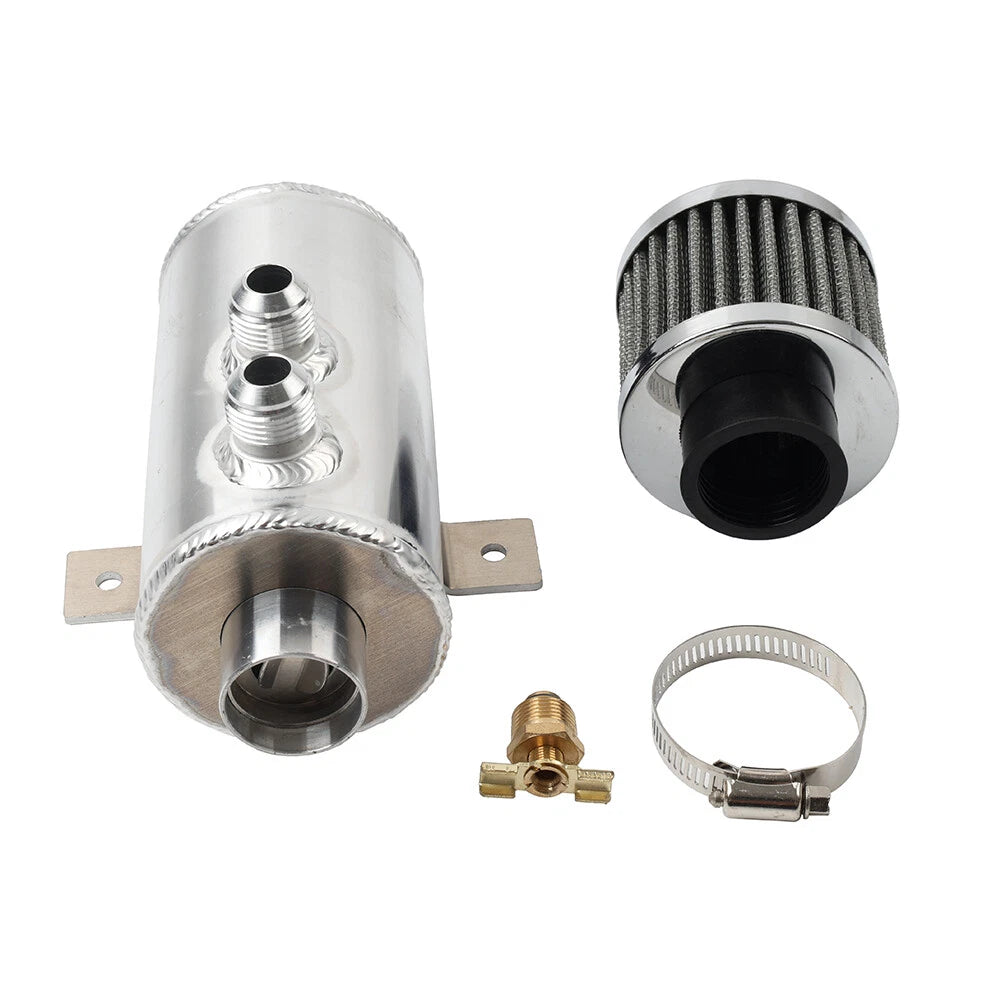 Universal 750ml Chrome Baffled Oil Catch Can Oil Separator with Breather Filter
