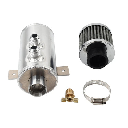 Universal 750ml Chrome Baffled Oil Catch Can Oil Separator with Breather Filter