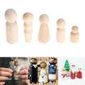 10pcs Unpainted Wooden Peg Dolls Family Figures for Creative Play