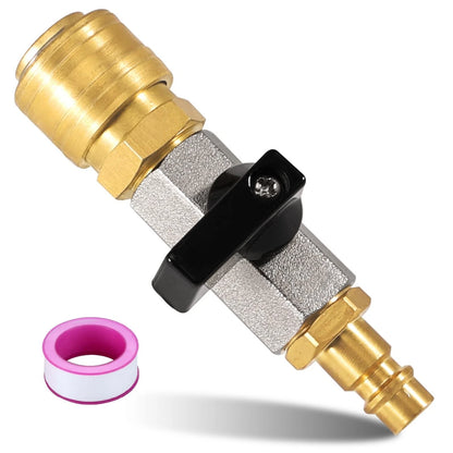 Air Compressor Hose Connector 14 Inch Brass Ball Valve with Sealing Tape