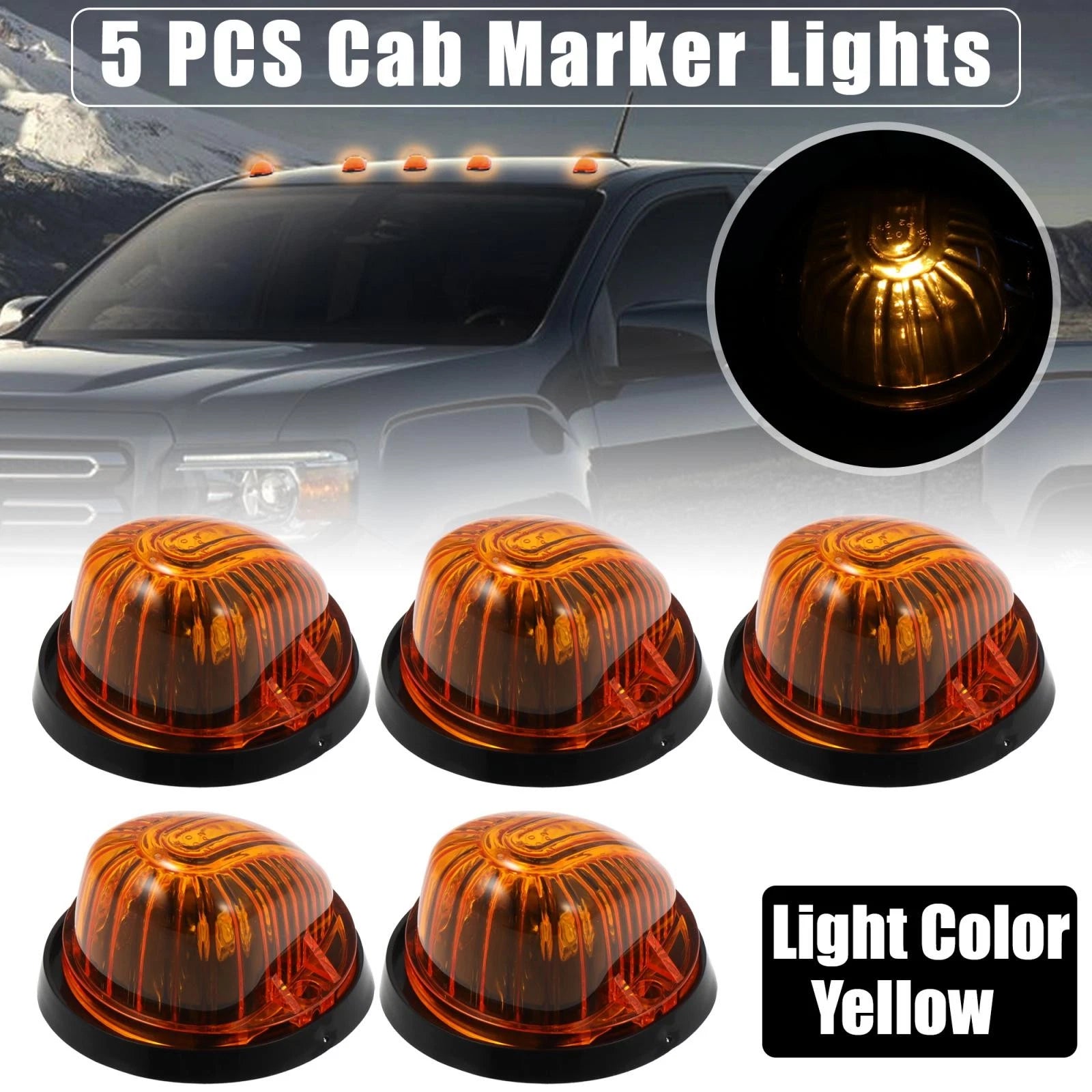 Cab Marker Light Set Yellow Front Top Cover for GMC C1500 (1979–1986)