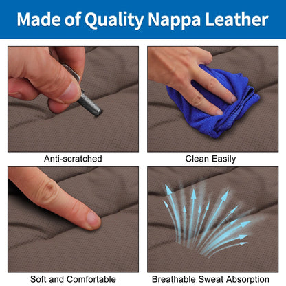 Brown Nappa Leather Back Seat Cover for Rear Bench (Non-Slip)