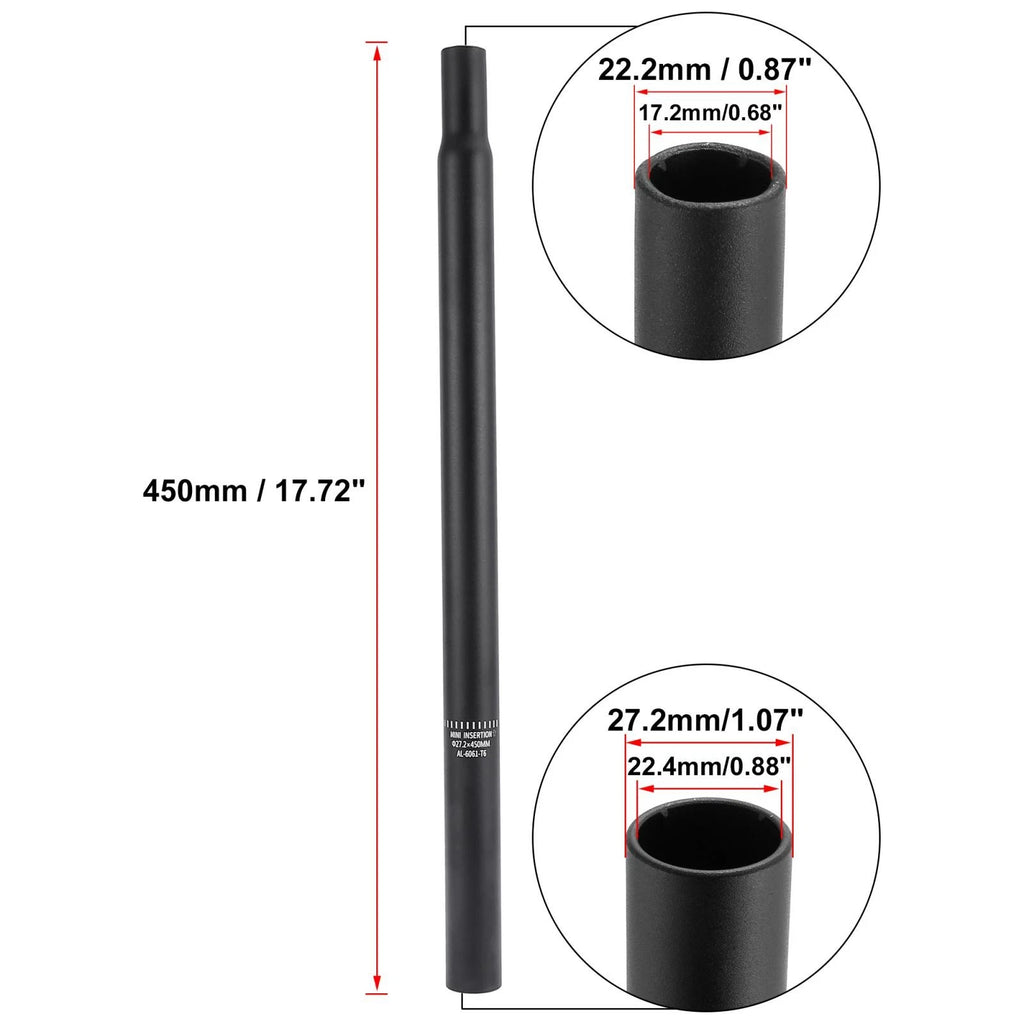 Aluminum Bicycle Seat Post 27.2mm Replacement for Seat Tube Black (—)