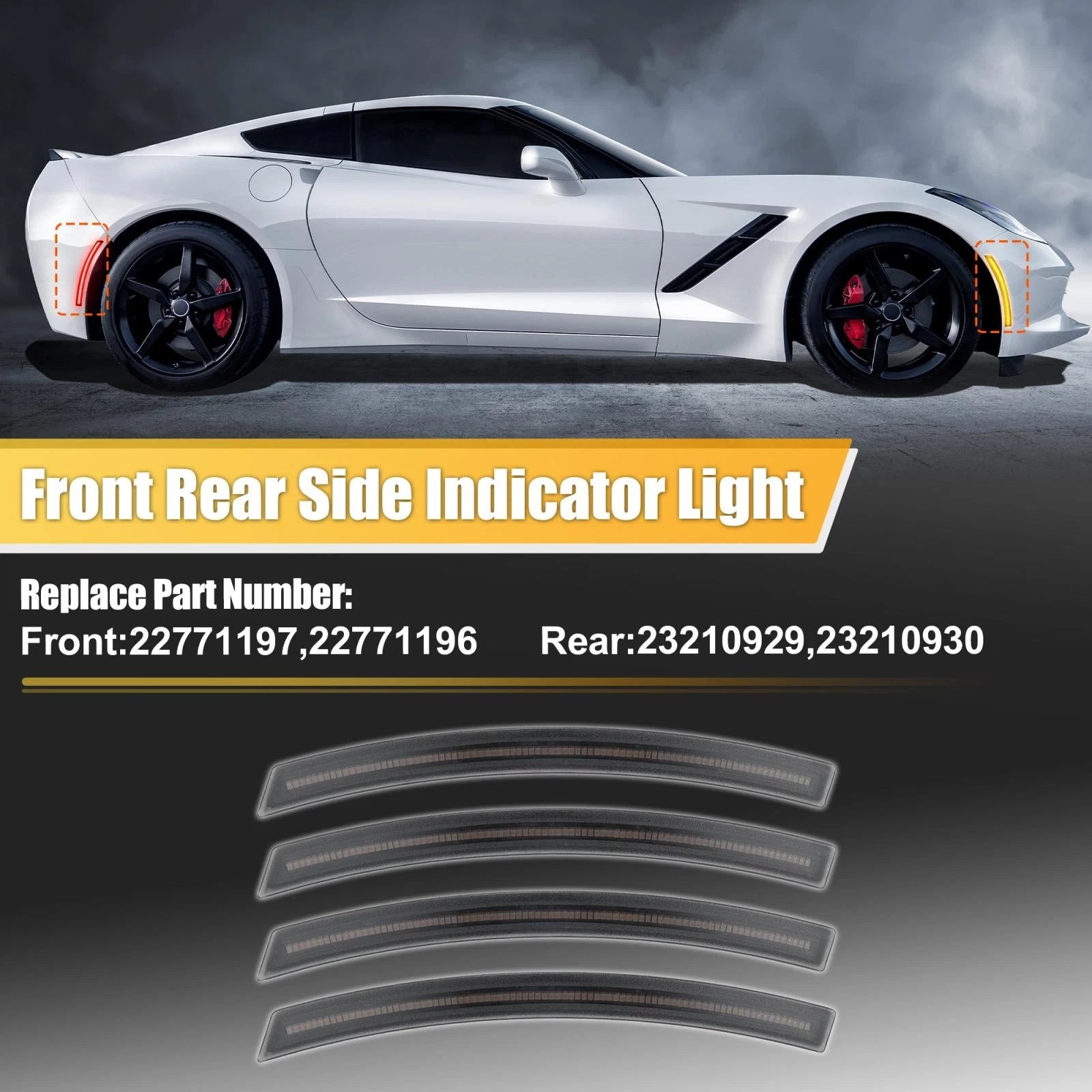 LED Side Marker Light Lamp Smoke Lens 4Pcs for Chevy Corvette C7 (2014–2019)
