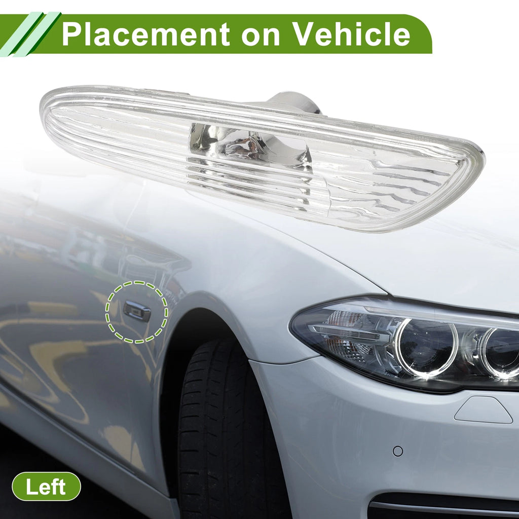 Left Side Marker Light Cover Replacement for BMW 325i (2002–2006) White