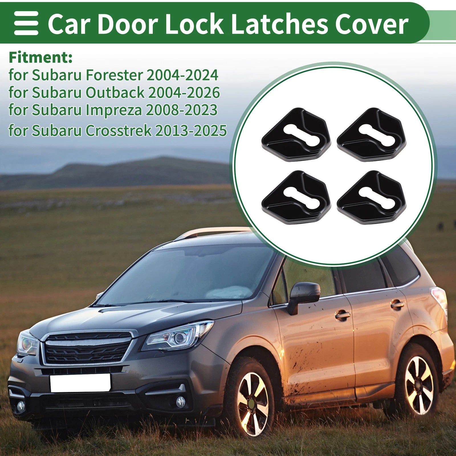 4 Pcs Door Lock Latch Covers Replacement for Subaru Forester (2004–2024)