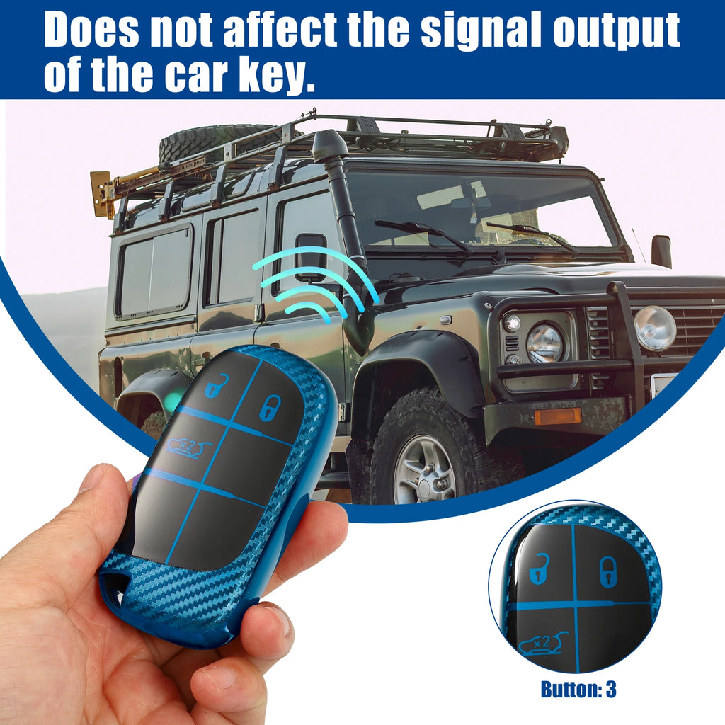 TPU 3 Button Keyless Entry Remote Cover for Jeep Cherokee (2018) Blue