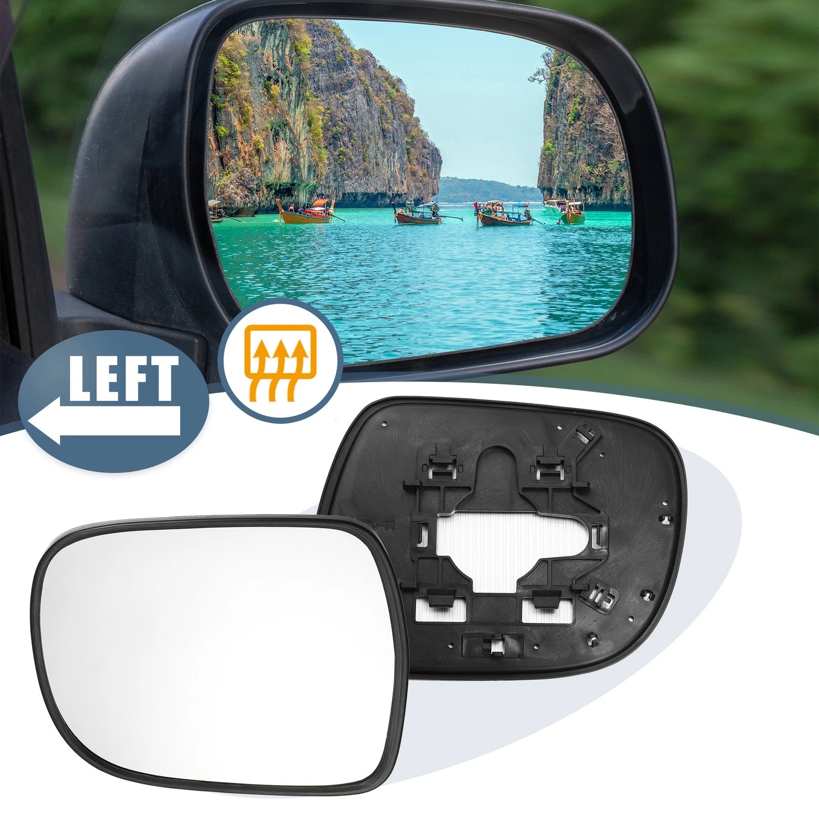 Heated Mirror Glass Right Side with Backing Plate for Lexus RX (2004–2009)