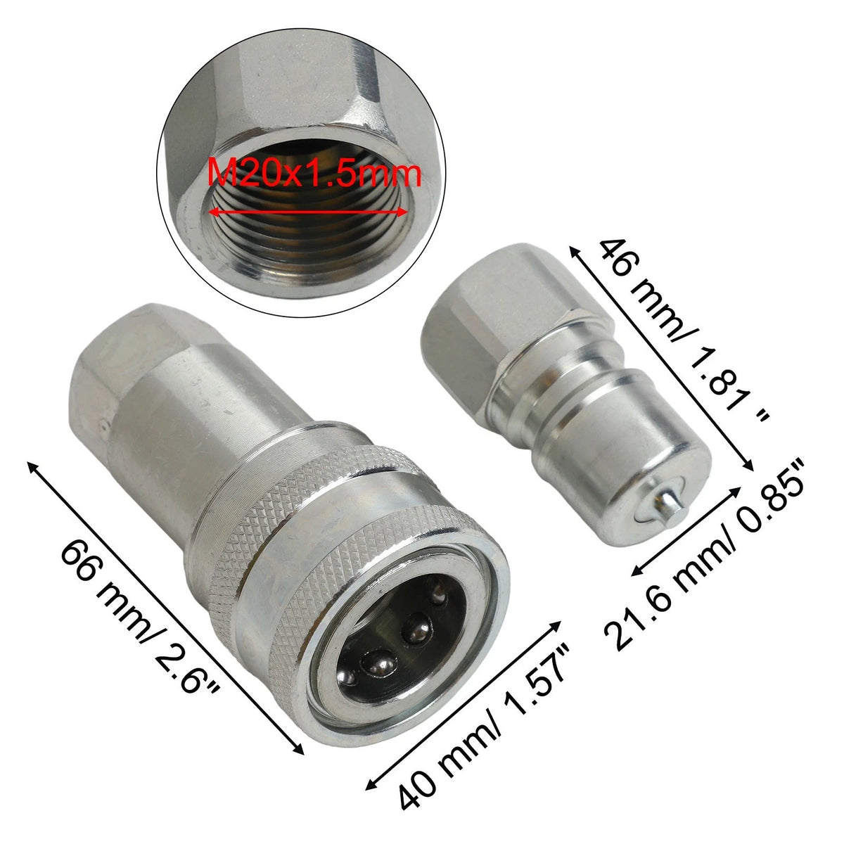 Efficient Hydraulic Quick Connect Fitting M20x1 5mm with Steel Construction