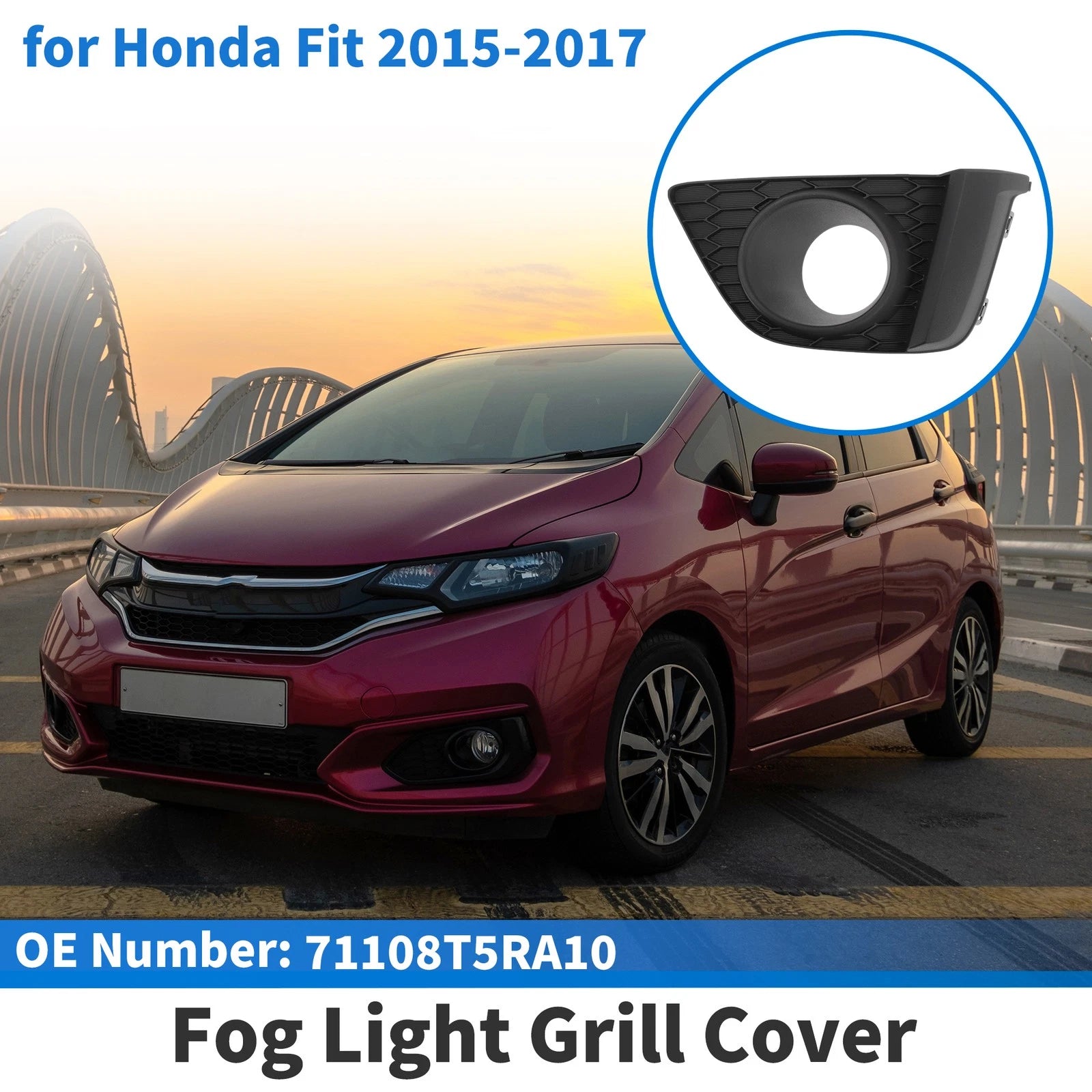 Front Left Fog Light Grill Replacement for Honda Fit 2015–2017