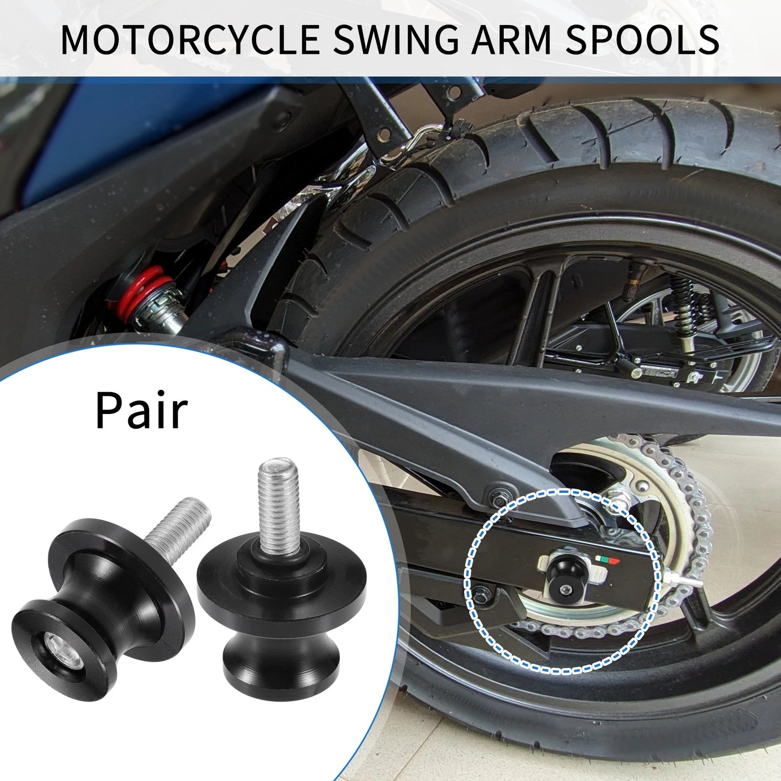Motorbike Swingarm Spools CNC 8mm Pair for Universal (2000–2025)