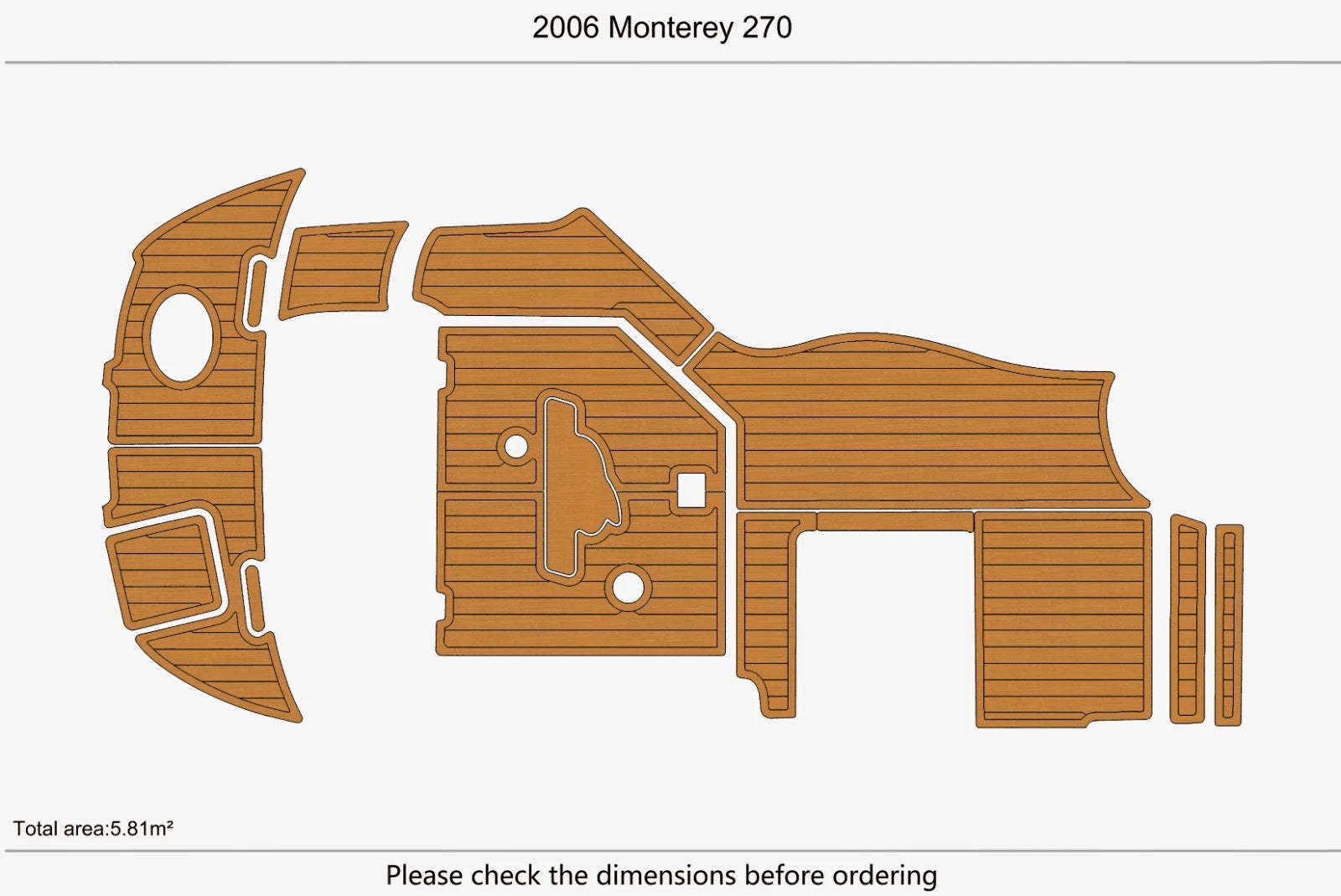 EVA Pads for Monterey 270 Cockpit Swim Platform (2006) - Teak Faux Flooring Mat