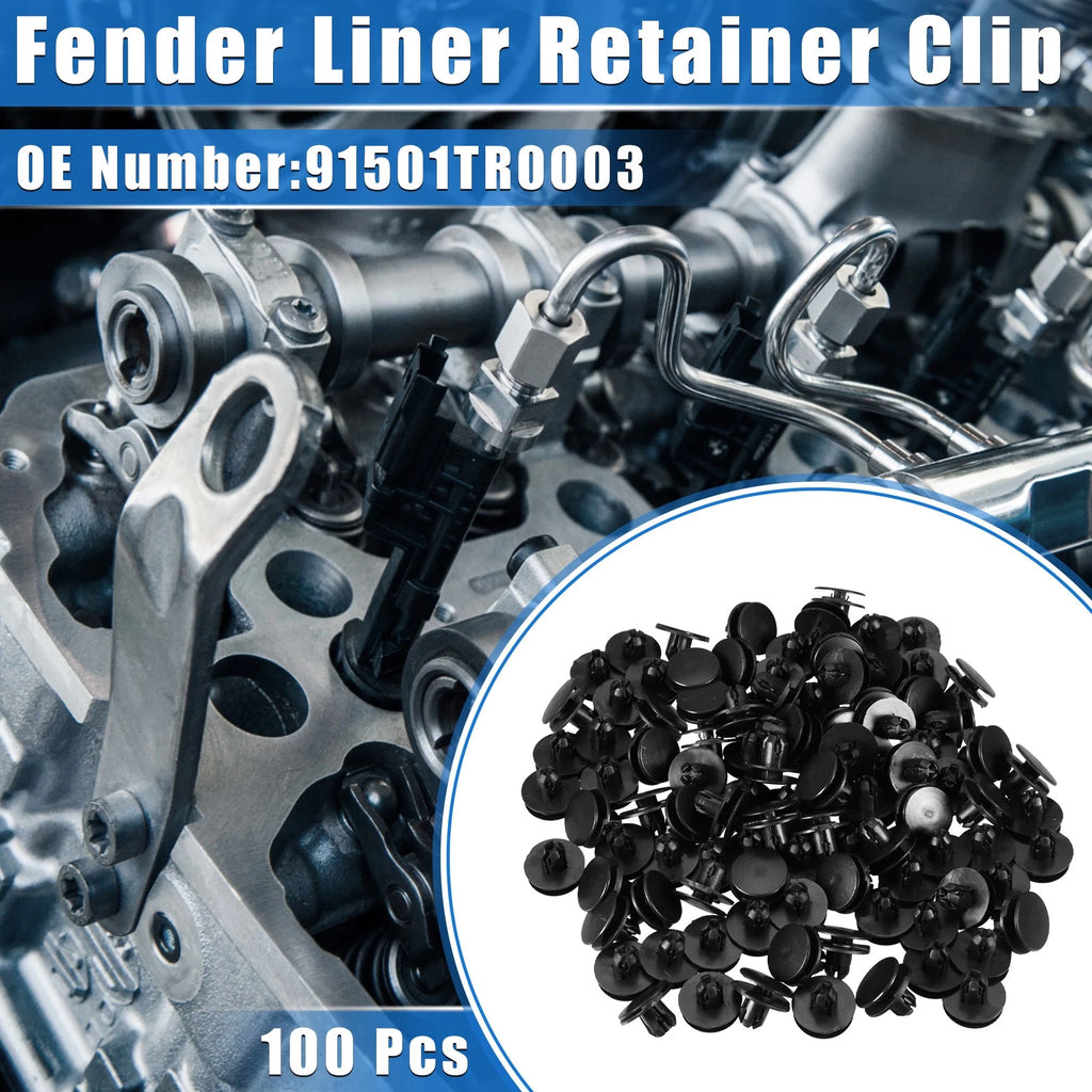 Fender Liner Retainer Clip 100PCS Replacement for Honda Durable Plastic (Black) (2001–2024)