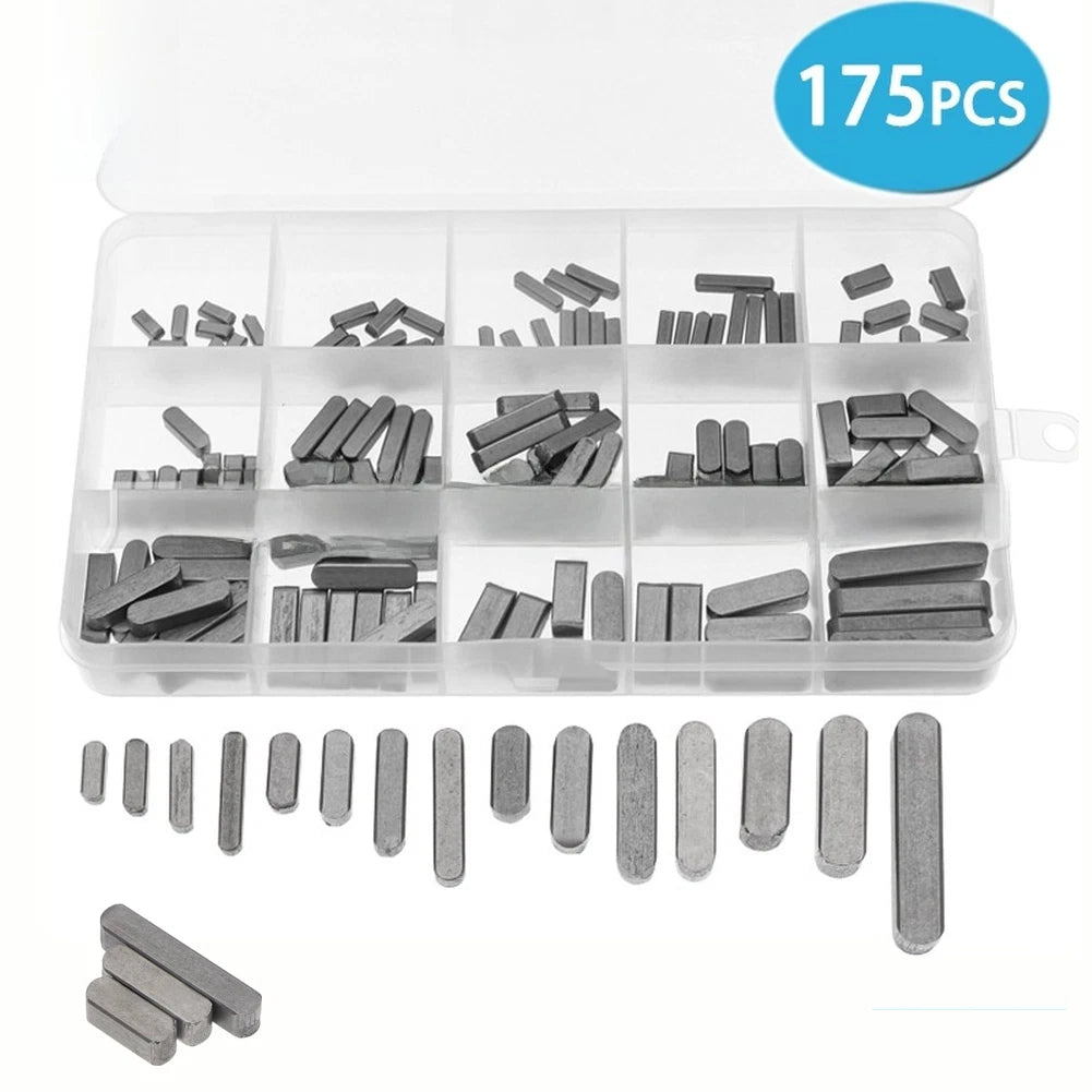 175Pcs Parallel Drive Shaft Key Set Carbon Steel Assortment for Engineering Use