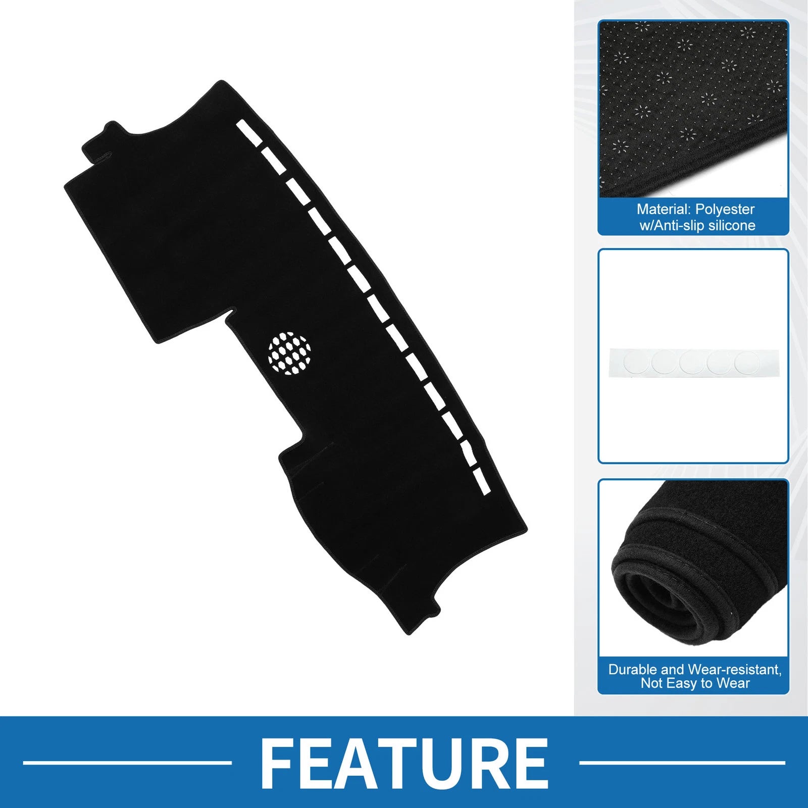 Dashboard Cover Mat for Ford Ranger (2024) Sun Protector Pad Black
