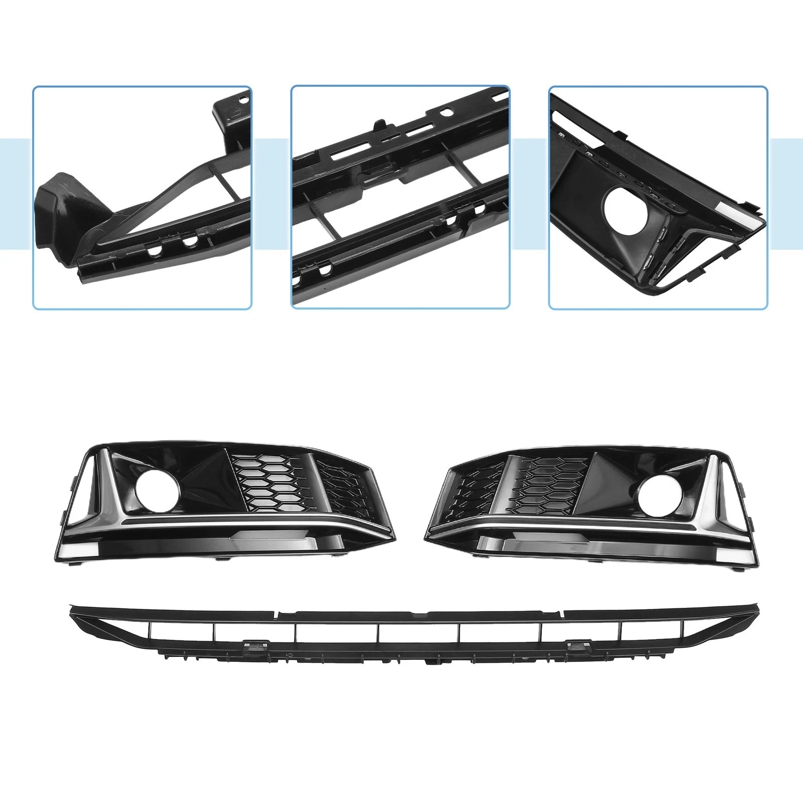 Front Lower Bumper Grille for Audi A4 B9 (2016–2018) Black 1 Set