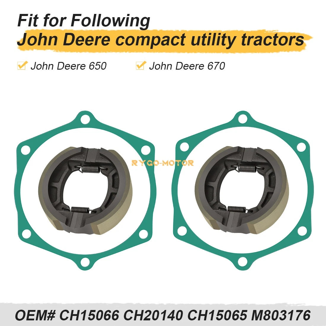 Set of 4 Brake Shoes w/ Springs for John Deere 650 670 Tractors