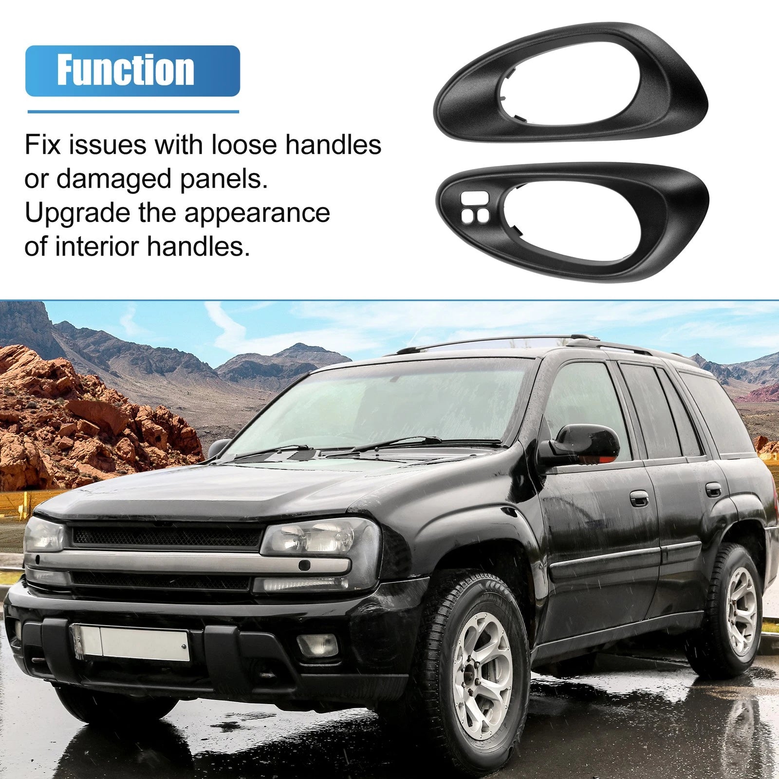 Interior Door Handle Cover Trim Pair Front Left Right for Chevy Trailblazer (2002–2009)