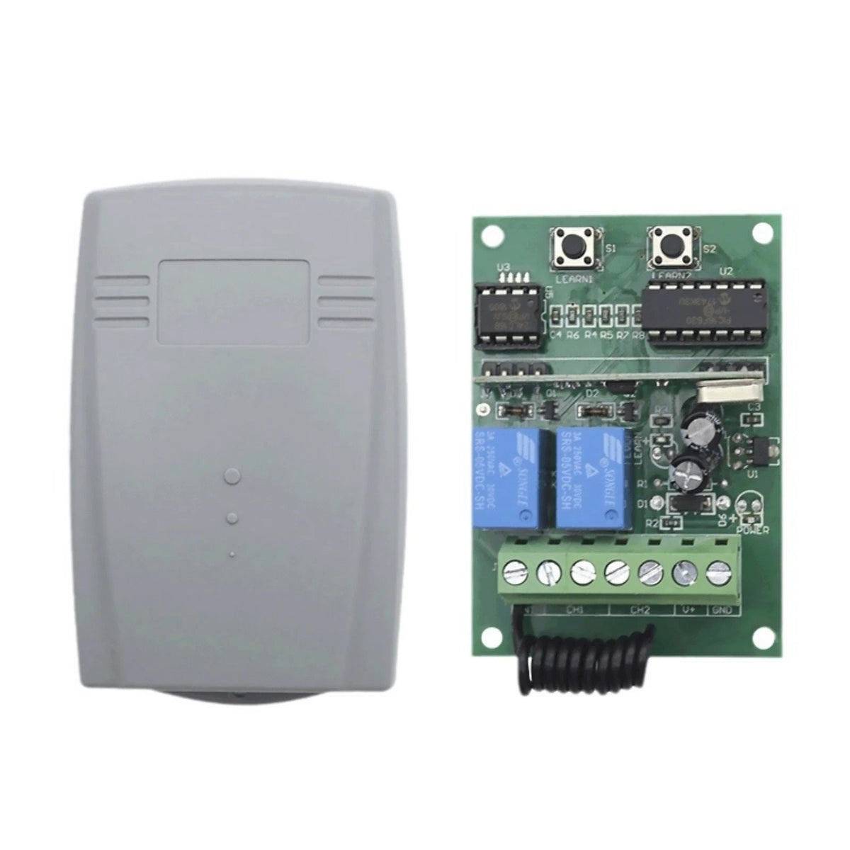 2X Rolling Code Universal 2-Channel Remote Control Switch Receiver Motor