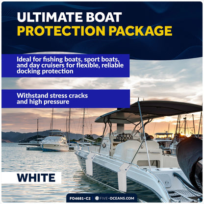 4-Pack White Flat Boat Fender Kit for Various Boats (24" x 6-7/8" x 2-1/2")