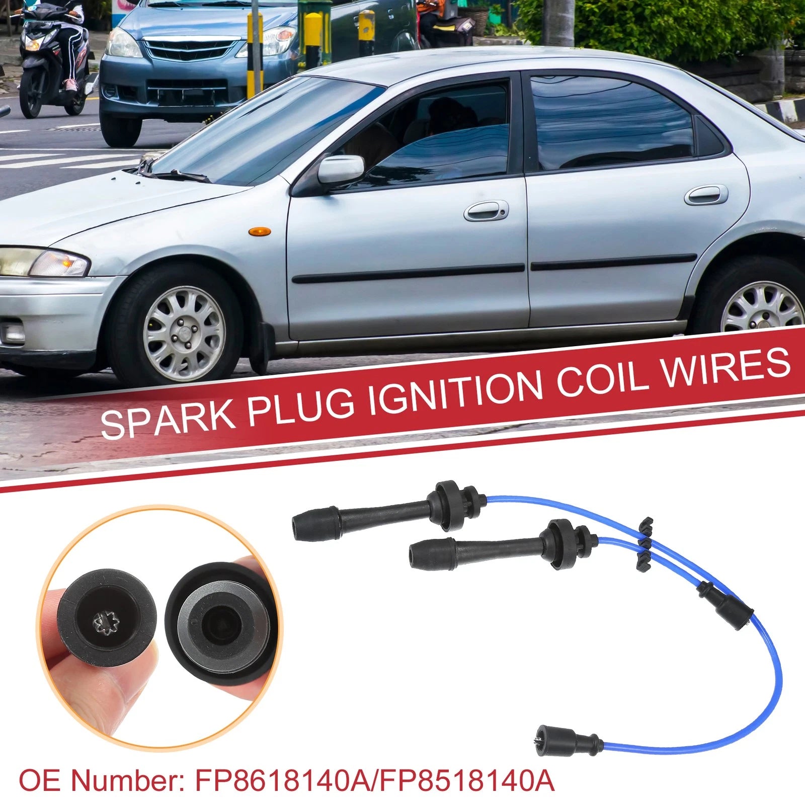 2pcs Spark Plug Wire Ignition Coil Cable for Mazda 2.0L (2001–2003)
