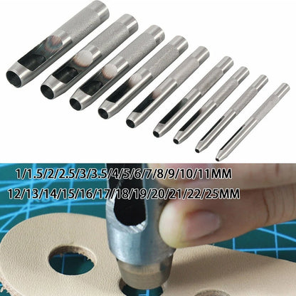 Set of 5 Hollow Hole Punch Tools for DIY Leather Plastic Wood (1mm-25mm)