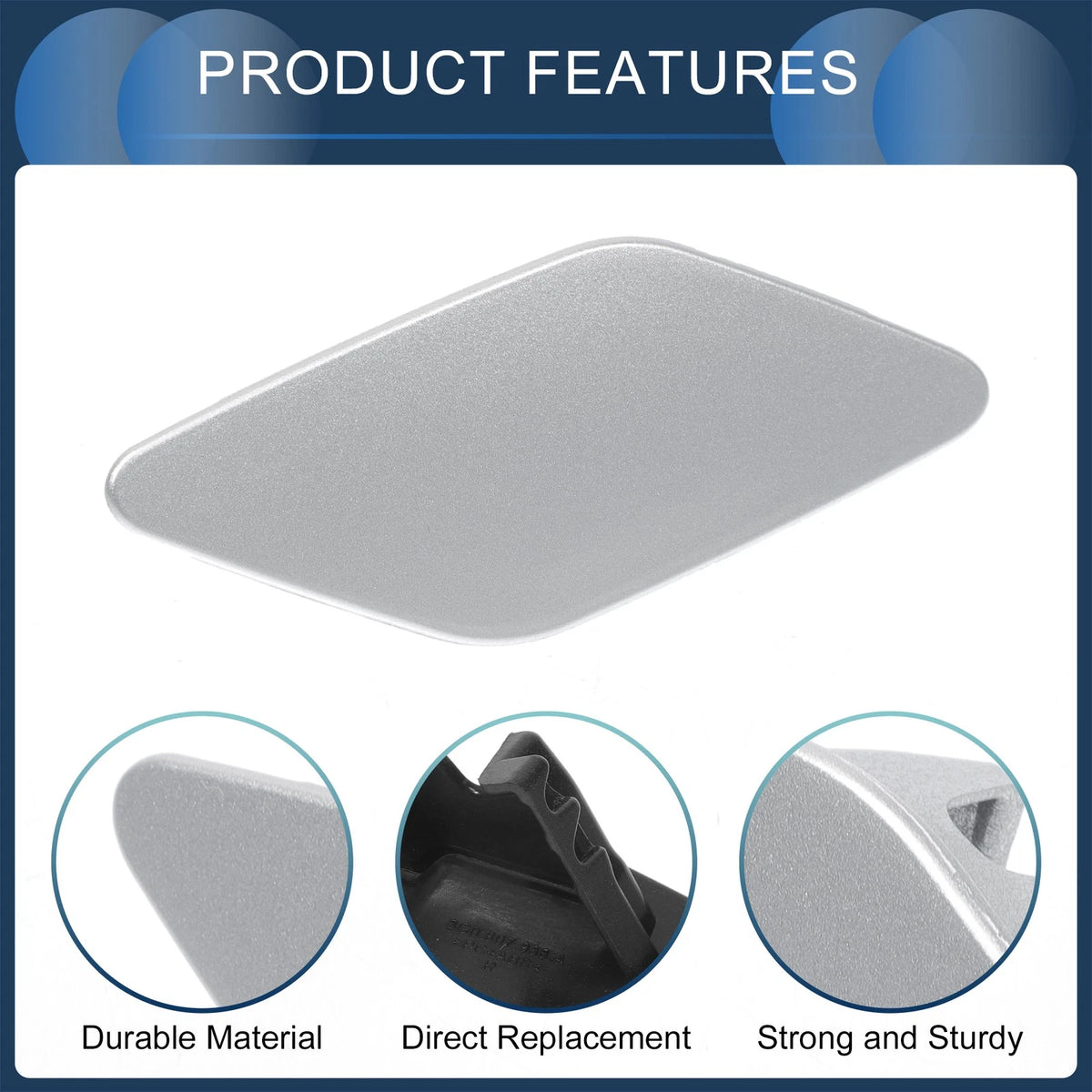 Front Right Washer Nozzle Cover Cap for Volkswagen Passat B8 (2015–2023) Silver Tone