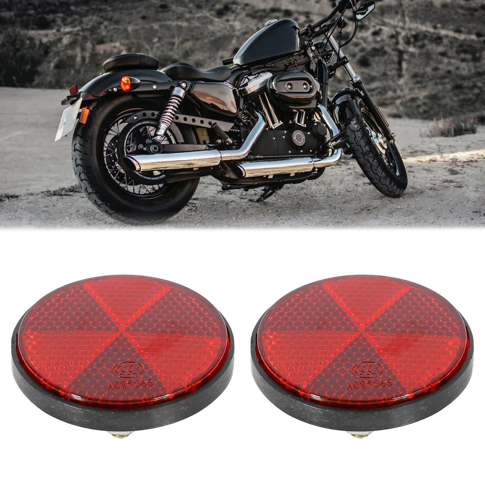 Warning Reflector Screw Mount Replacement for Motorcycle Bike M6x1.0 Red (Universal)