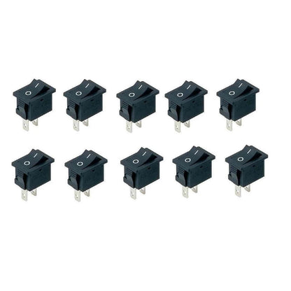 10PCS Black Rocker Switch for MINI (2 Pin ON/OFF SPST 125VAC 6A 250VAC 3A)