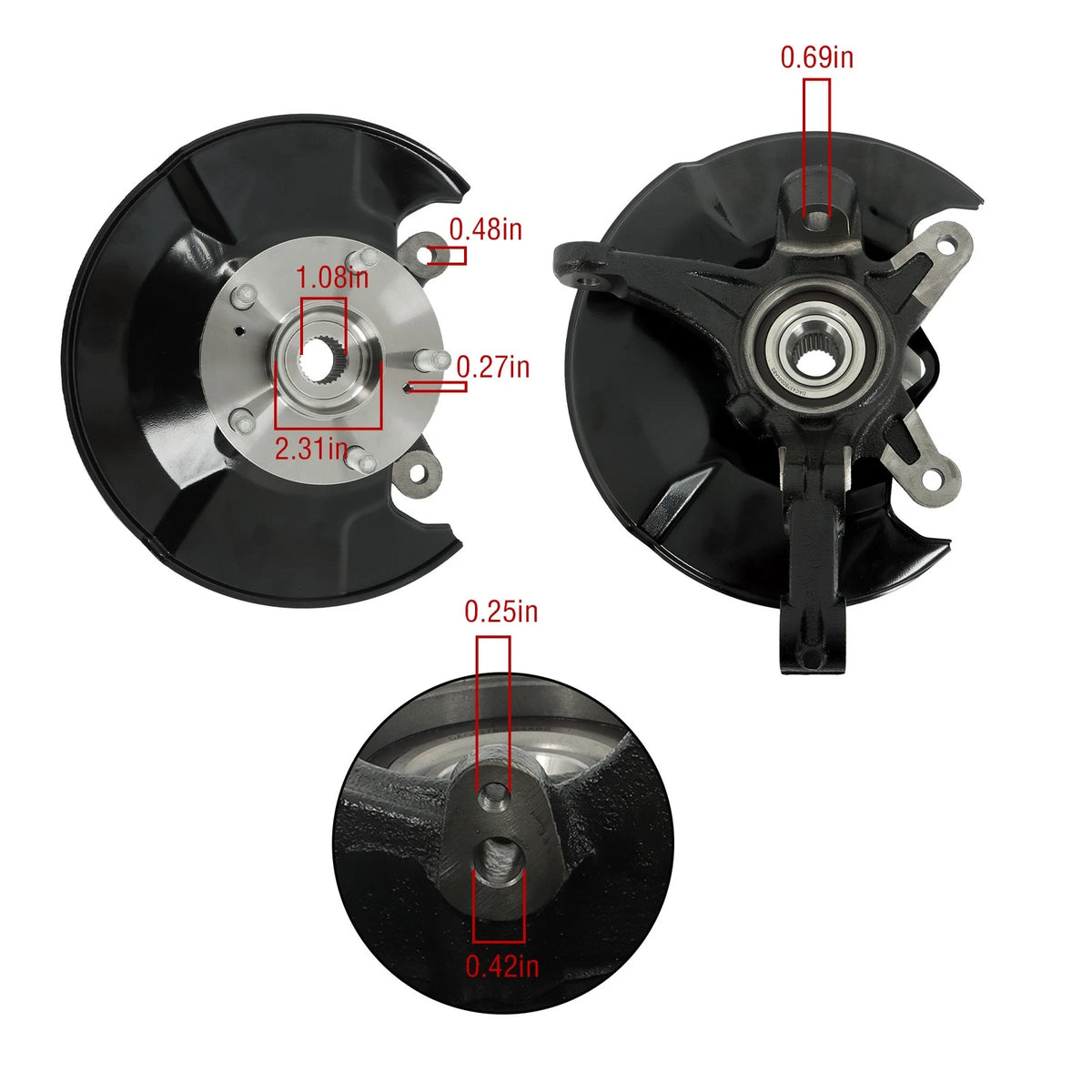 Front Steering Knuckle & Wheel Hub Bearing Assembly for Honda Civic (2006–2011) 698450