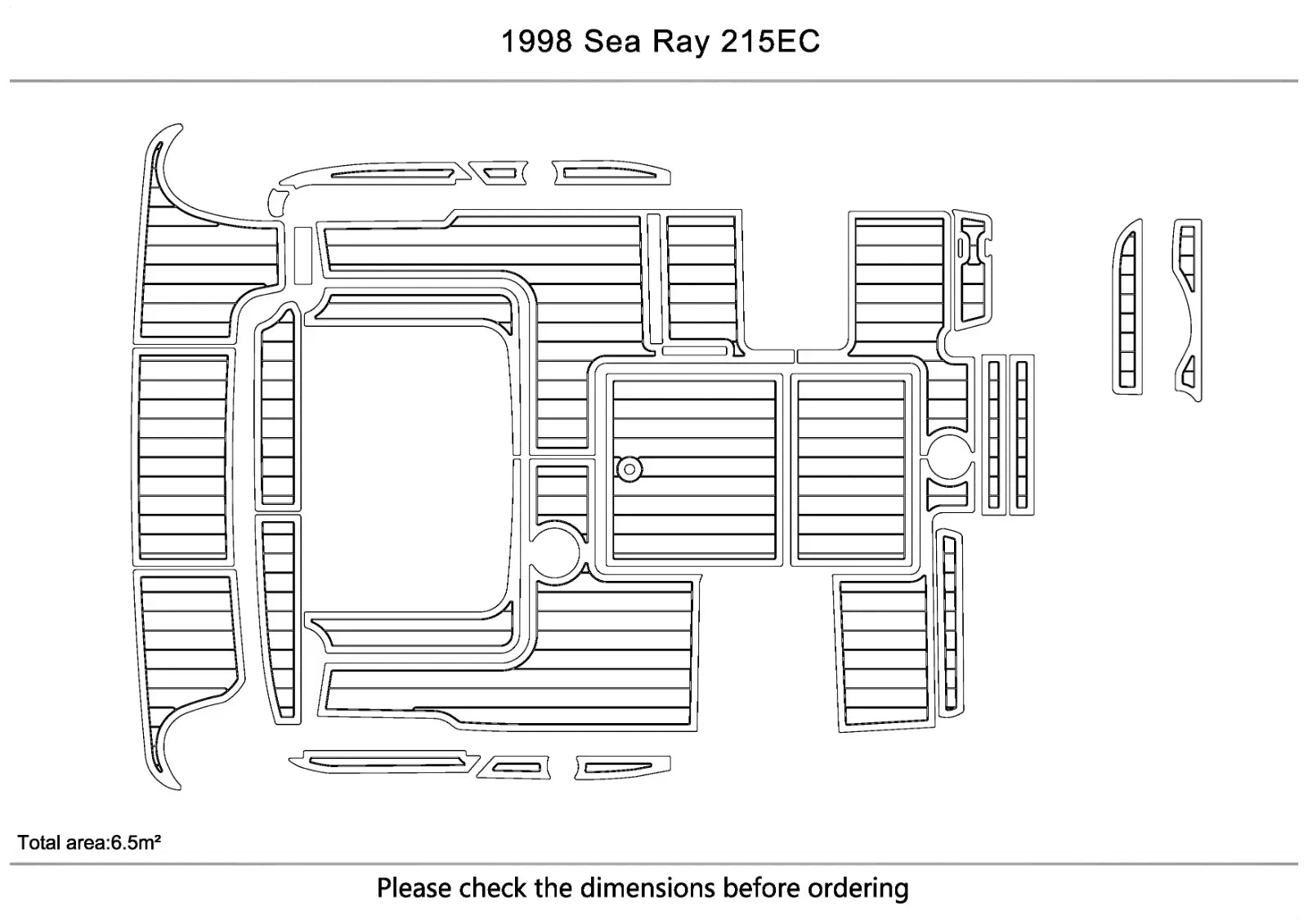 EVA Teak Flooring Pads Mat for Sea Ray 215EC (1998)