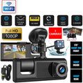 Car Dual Lens Dash Cam HD Front/Rear/Inside Video Recorder Camera G-Sensor WIFI