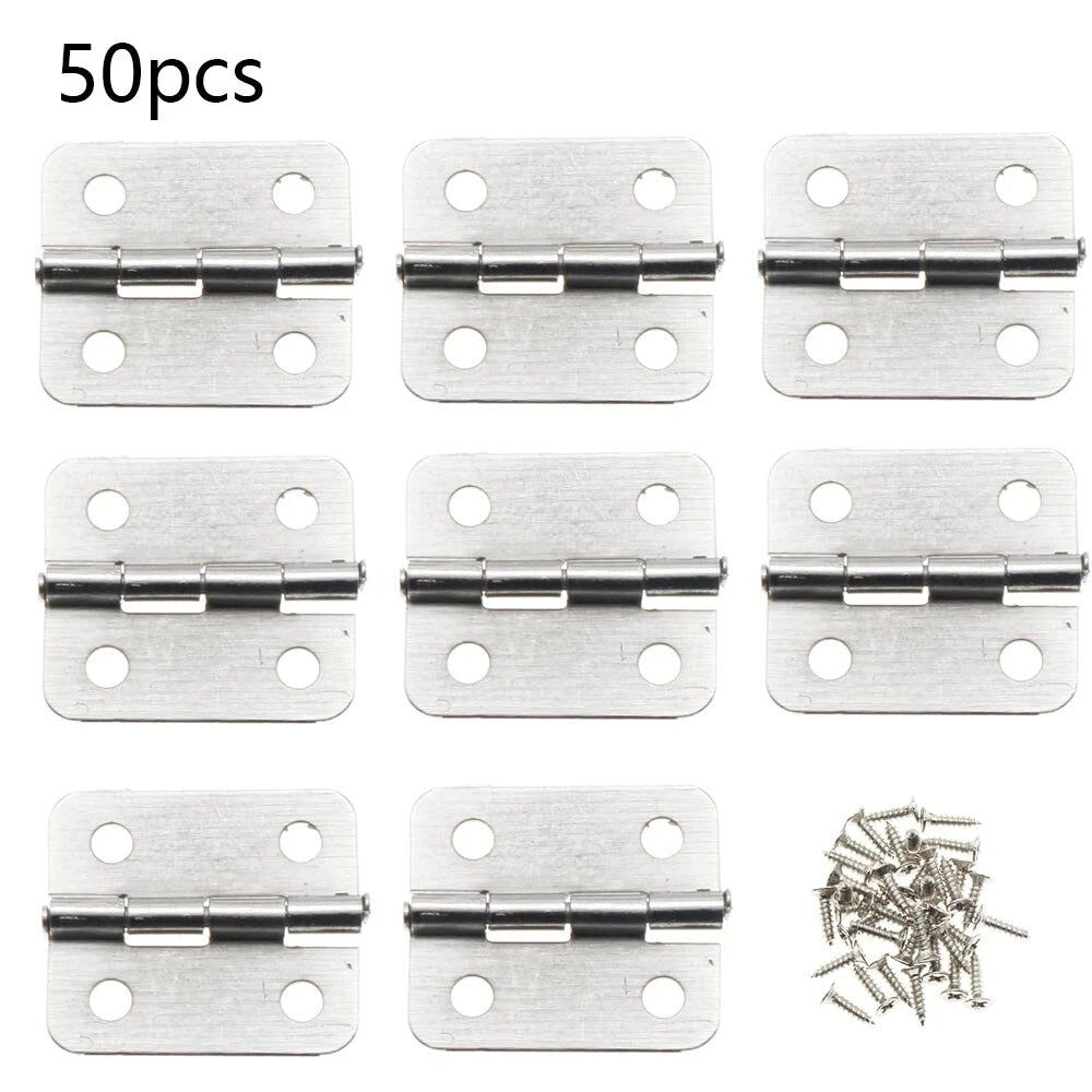 50Pcs 1816mm Silver Mini Hinge For Wooden Box Toolbox Jewelry Box Door Hardware