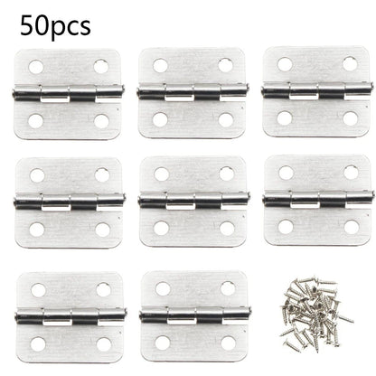 50Pcs 1816mm Silver Mini Hinge For Wooden Box Toolbox Jewelry Box Door Hardware