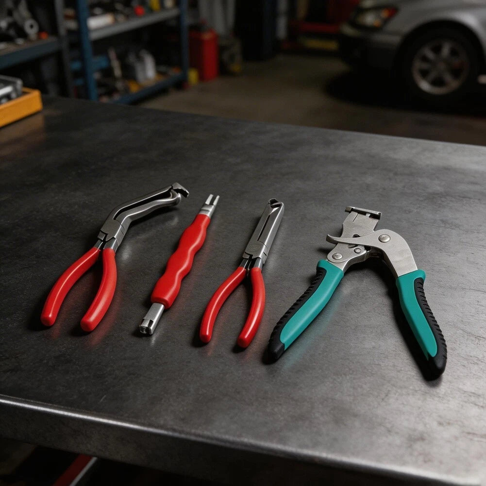 3x Angled Straight Tip Electrical Disconnect Pliers + 1 Clamping Plier